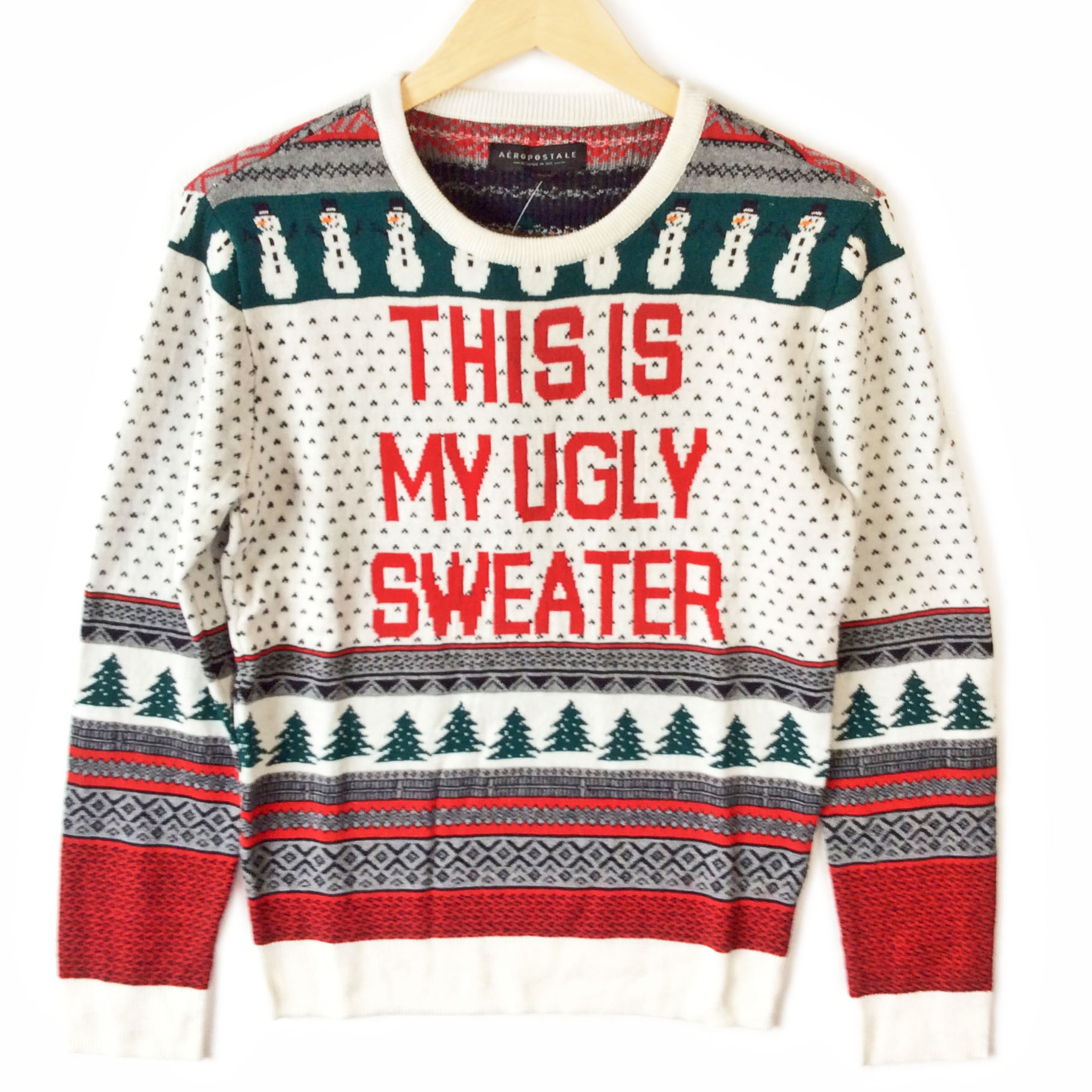 Dames kersttrui grappige uniseks lelijke trui gebreide trui Ugly kersttrui - klassieke fairisle, Het gevoel van Fair Isle-groen, 3XL